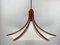 Teak and Linen Umbrella Pendant Lamp by Domus, 1970s 2