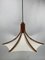 Lámpara colgante en forma de paraguas de teca y lino de Domus, años 70, Imagen 5