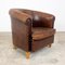 Club chair vintage in pelle di pecora scura, Immagine 1