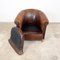 Club chair vintage in pelle di pecora scura, Immagine 9