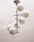 Large Sputnik White Opal Glass Globes Chandelier from Kaiser, Germany, 1960s 3