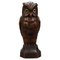 German Hand-Carved Oakwood Owl Sculpture with Glass Eyes, 1930s 1