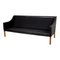 2209 Original Black Patinated Leather Sofa by Børge Mogensen for Fredericia, Image 4