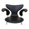 Butaca Lily 3208 de cuero anilina negro de Arne Jacobsen para Fritz Hansen, Imagen 5