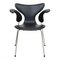 Lily Armchair 3208 in Black Aniline Leather by Arne Jacobsen for Fritz Hansen 1