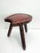 Spanish Brutalist Wooden Tripod Stool with Leather, 1960s, Image 2
