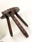 Spanish Brutalist Wooden Tripod Stool with Leather, 1960s 8