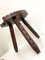 Spanish Brutalist Wooden Tripod Stool with Leather, 1960s, Image 8