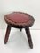 Spanish Brutalist Wooden Tripod Stool with Leather, 1960s 3