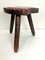 Spanish Brutalist Wooden Tripod Stool with Leather, 1960s 7