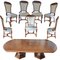 Walnut Dining Table & Chairs, Spain, Set of 9 1
