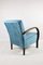 Art Deco Blue Velvet Armchair, 1960s 10