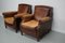 Poltrone vintage in pelle color cognac, Paesi Bassi, set di 2, Immagine 8