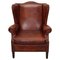 Vintage Dutch Cognac Wingback Leather Club Chair, Image 1