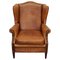 Vintage Dutch Cognac Wingback Leather Club Chair 1