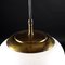 Vintage Ceiling Lamp in Opaline Glass & Brass, Italy, 1960s 5