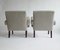 Brutalist Armchairs in Light Grey French Linen, 1970s, Set of 2 8
