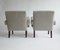 Brutalist Armchairs in Light Grey French Linen, 1970s, Set of 2, Image 8