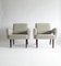 Fauteuils Brutalistes en Lin Gris Clair, France, 1970s, Set de 2 3