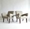 Brutalist Armchairs in Light Grey French Linen, 1970s, Set of 2 2