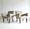 Brutalist Armchairs in Light Grey French Linen, 1970s, Set of 2, Image 2