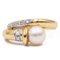 Vintage 18k Yellow Gold Pearl and Diamond Ring, 1970s 1