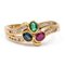 Vintage Yellow Gold Ring with Sapphire, Ruby, Emerald and Diamonds, 1970s 1