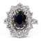 Vintage 18k White Gold Sapphire & Diamonds Daisy Ring, 1960s 1
