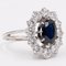 Vintage 18k White Gold Sapphire & Diamonds Daisy Ring, 1960s 3