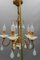 Italian Florentine Gilt Metal and White Opalescent Glass Five-Light Chandelier, 1970s, Image 16