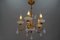Italian Florentine Gilt Metal and White Opalescent Glass Five-Light Chandelier, 1970s 7