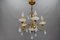 Italian Florentine Gilt Metal and White Opalescent Glass Five-Light Chandelier, 1970s, Image 14