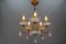 Italian Florentine Gilt Metal and White Opalescent Glass Five-Light Chandelier, 1970s, Image 4