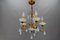 Italian Florentine Gilt Metal and White Opalescent Glass Five-Light Chandelier, 1970s 17