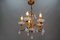Italian Florentine Gilt Metal and White Opalescent Glass Five-Light Chandelier, 1970s 18