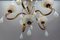 Italian Florentine Gilt Metal and White Opalescent Glass Five-Light Chandelier, 1970s, Image 11