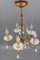 Italian Florentine Gilt Metal and White Opalescent Glass Five-Light Chandelier, 1970s 9
