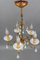 Italian Florentine Gilt Metal and White Opalescent Glass Five-Light Chandelier, 1970s, Image 9