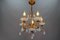 Italian Florentine Gilt Metal and White Opalescent Glass Five-Light Chandelier, 1970s, Image 6