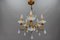 Italian Florentine Gilt Metal and White Opalescent Glass Five-Light Chandelier, 1970s 2