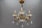 Italian Florentine Gilt Metal and White Opalescent Glass Five-Light Chandelier, 1970s, Image 2