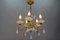 Italian Florentine Gilt Metal and White Opalescent Glass Five-Light Chandelier, 1970s 13