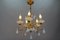 Italian Florentine Gilt Metal and White Opalescent Glass Five-Light Chandelier, 1970s, Image 13