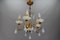 Italian Florentine Gilt Metal and White Opalescent Glass Five-Light Chandelier, 1970s, Image 12