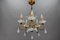 Italian Florentine Gilt Metal and White Opalescent Glass Five-Light Chandelier, 1970s, Image 3