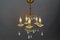 Italian Florentine Gilt Metal and White Opalescent Glass Five-Light Chandelier, 1970s, Image 8