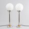 British Art Deco Table Lamps with Chrome Columns and Opal Glass Globes, 1930, Set of 2 1