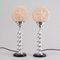 British Modern Art Deco Table Lamps with Frosted Glass Star Shades, 1930, Set of 2 1