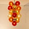 Lámpara de suspensión con bolas de cristal de Murano soplado y estructura de cromo, años 80, Imagen 6