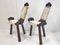 Brutalist Tripod Chairs in Oak & Goatskin, 1960s, Set of 2 11